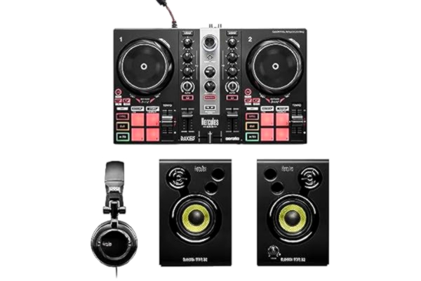 Hercules  DJLearning Kit MK2 — Allt-i-Ett-Kit för att Lära sig att Mixa — Programvara och Guider Ingår