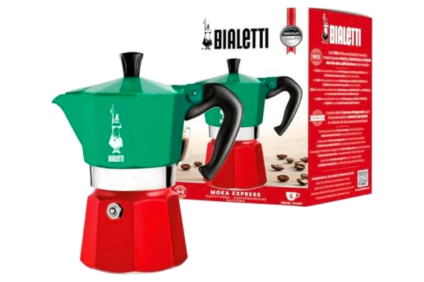 Bialetti  – Moka Express Italia Collection: Klassisk Espressobryggare För Spishäll, Kokar Äkta Italienskt Kaffe, Kaffebryggare För Moka 6 Koppar (270 Ml) Av Aluminium, Röd, Grön, Silver