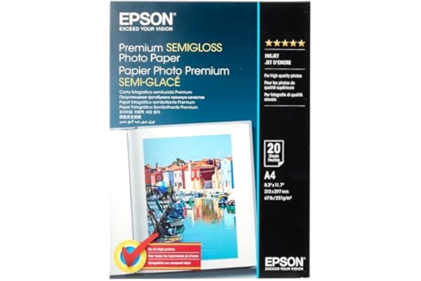 Epson  A4 halvglansigt fotopapper (paket med 20) - vit