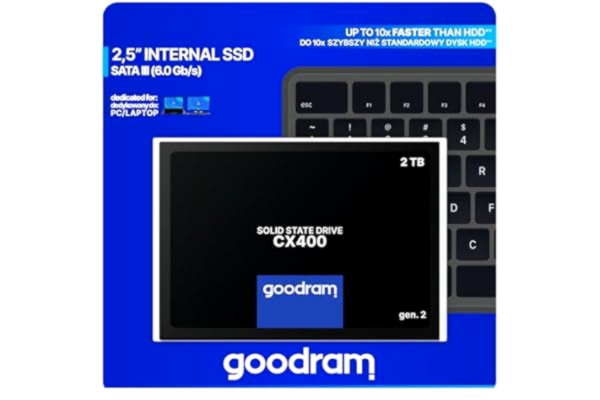 GoodRAM goodram – SSD-enhet med 2048 GB – 2 TB datalagring – CX400 G.2 2,5 SATA III – intern – för PC – stationär dator – bärbar dator – upp till 550 MB/s läsning – minnesexpansion och systemacceleration