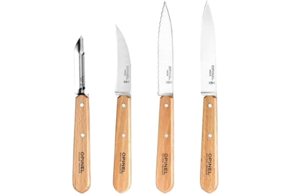 Opinel  001300 Estuche Esenciales Mango de haya barnizada Natural N° 112 patatero N°113 dentado N°114 cuchillo para verdura N°115 pelador, flerfärgad