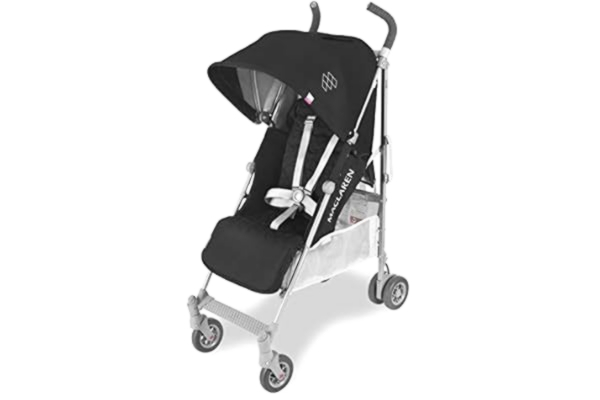 Maclaren  Quest lightweight compact umbrella stroller. Newborn up to 25 kg, UPF 50+ extendable waterproof hood, reclining seat, all wheels suspension. Includes raincover. Black/Silver