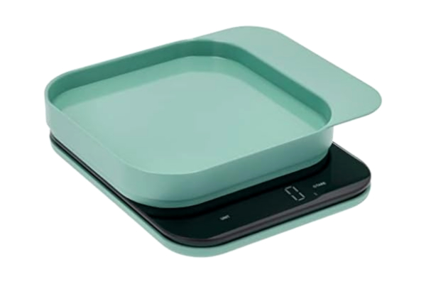Rosti  Mensura köksvåg, hushållsvåg, bakvåg, digital köksvåg med skål- och tareringsfunktion, maxvikt 10 kg, 16,5 x 20,3 x 3,5 cm, Nordic Green
