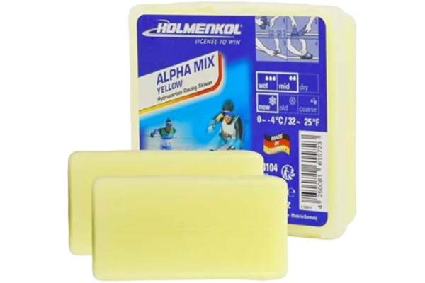 Holmenkol  Unisex – vuxen Alphamix skidvax, gul, 2 x 35 gram