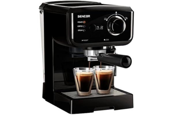 Sencor SENCOR SES 1710BK Espressomachine, 1140 watt, espresso-/cappuccino-koffiezetapparaat, 15 bar drukpomp, verwarmingsketel, roestvrijstalen behuizing, zwart