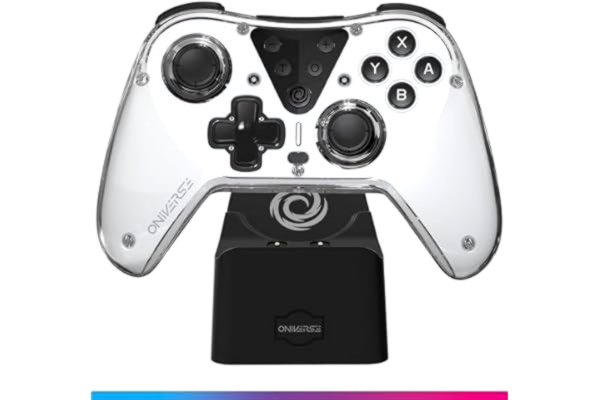 Nintendo Oniverse Trådlös kontroller kompatibel med Switch OLED Lite PC ANDROID iOS, Laddningsdocka, Justerbara vibrationer, Makroknappar, Turbo-läge, Wake-Up, 6-axlig gyroskop, Astralite (Eridani White/Vit) (ERIDANI WHITE / VIT)