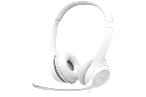 Logitech  H390 trådbundet headset för PC/bärbar dator, stereohörlurar med brusreducerande mikrofon, USB-A, in-line kontroller, fungerar med Chromebook - Vit