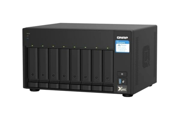 QNAP  TS-832PX-4G Desktop NAS-kapsling med 8 fack – 4 GB RAM, AnnapurnaLabs 4-kärna, 1,7 GHz processor – med 10 GbE SFP+ och 2,5 GbE