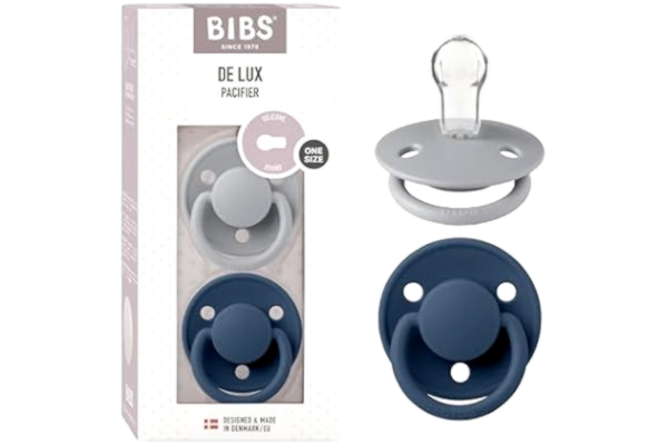 Bibs BIBS De Lux Napp 2-pack, BPA-fri, Rund sugdel. Silikon, Onesize (0-36 månader), Cloud/Steel Blue