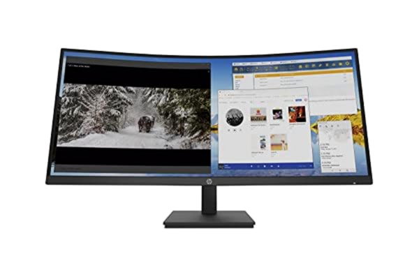 HP  M34d Monitor - 34 inch, QHD Ultra Wide 1440p, gebogen scherm, WQHD VA-display, 100Hz, 5ms responstijd, HDMI, displayport, USB-C, 4x USB-A, zwart