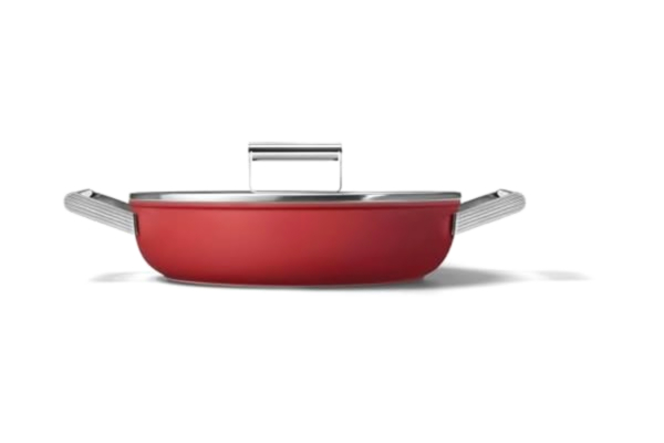 SMEG Smeg CKFD2811RDM stekpanna Deeppan 28 cm och lock röd, non-stick, aluminium, patenterad bas