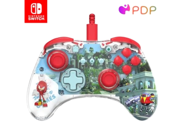 PDP  REALMz Wired LED Light-up Pro Controller: Knuckles For Nintendo Switch & Nintendo Switch, OLED Model, Transparent