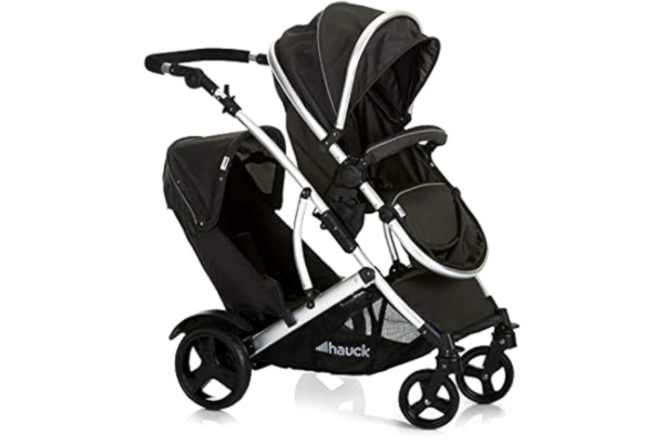 Hauck  Duett 2, Baldakin, Tandem klapvogn, Solidt hjul, Sammenfoldelig, Sort