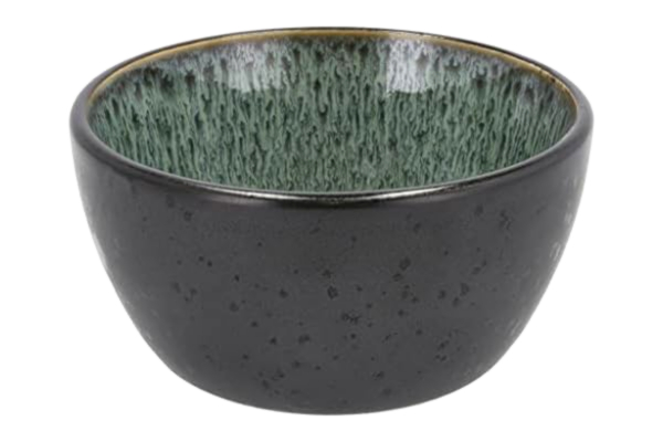 Bitz BITZ skål, skål, flingskål, snacksskål tillverkad av stengods, 12 cm i diameter, svart/grön