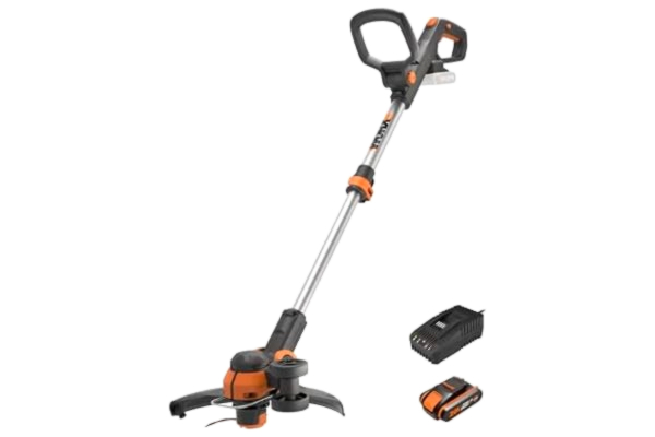 Worx WORX WG163E.2 Batteridriven grästrimmer 20 V, 2-i-1 grästrimmer med 90° vridbart trimmerhuvud, 30 cm skärdiameter, teleskophandtag (inklusive 2 Ah batteri och laddare)