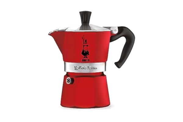 Bialetti  – Moka Express: Klassisk Espressobryggare För Spishäll, Kokar Riktigt Italienskt Kaffe, Kaffebryggare Moka 1 Kopp (60 Ml), Aluminium, Röd