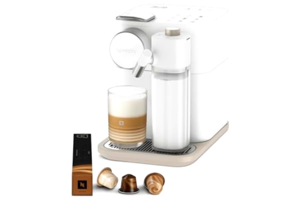 DeLonghi De'Longhi Nespresso Gran Lattissima EN640.W, Automatisk Kaffemaskin med Automatiskt Mjölksystem, 9 En-Knapps-Recept, Välkomstpaket Inkluderat, Touch-Kontroller, 19 Bar Tryck, 1400W, Vit