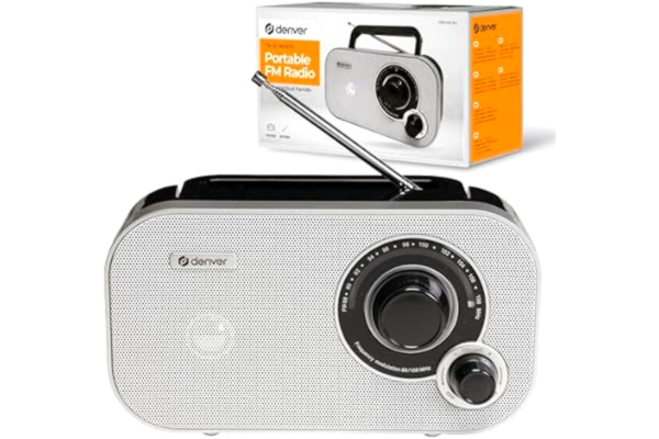 Denver  TR-51 FM-radio med analog justering, vit