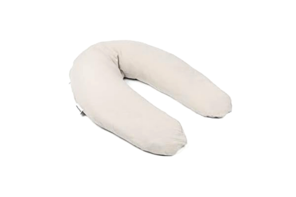 Doomoo  Bekväm stor graviditetskudde – anpassningsbar för amning, moderskapskudde för stöd, långsträckt form, ekologisk bomull – Tetra mandel