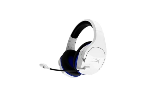 HyperX  Cloud Stinger Core, trådlöst spelheadset, 2,4 GHz, kompatibelt med PS5, PS4 och PC, lätt, robust stålreglage, mikrofon med brusreducering, integrerad ljudstyrning, vit