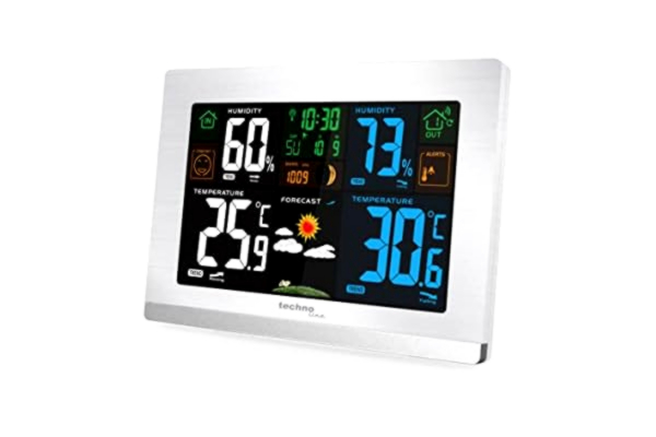 Technoline  WS6462 zilver draadloos weerstation, binnentemperatuur, buitentemperatuur, vochtigheid, luchtdruk, trendweergave, kleurendisplay, radioklok, maanstanden