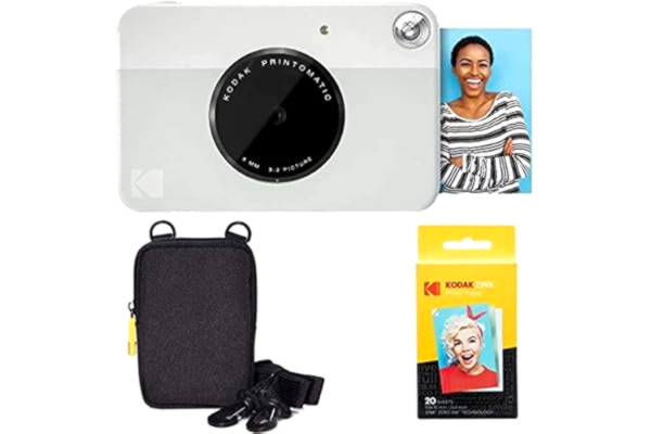 Kodak KODAK Printomatic Instant Camera (szary) podstawowy pakiet + papier Zinkowy (20 arkuszy) + etui Deluxe