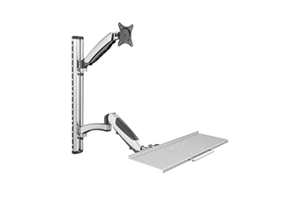 Digitus DIGITUS DA-90354 - Stå/sitt-arbetsstation - Monitorfäste med tangentbordshylla - Väggmontering - 2x gastryckfjäder - 1 monitor - Upp till 27 tum - VESA 75x75, 100x100 - Silver