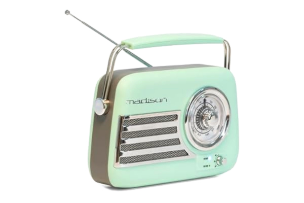 Madison  - FREESOUND-VR40GR-MAT - 30W Vintage Long Battery Radio - Bluetooth, USB & FM - Pale Green Matte - Vintage, Nostalgic, Retro