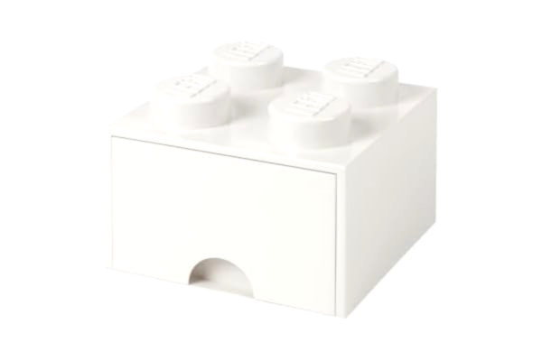 LEGO  Förvaringskloss 4 pluppar, 1 låda, stapelbar förvaringslåda, 4,7 l, vit