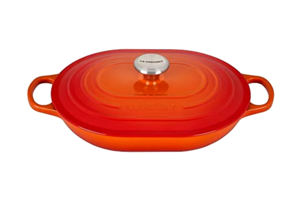 Le Creuset  Signature geëmailleerde gietijzeren langwerpige braadpan met hulpgreep, voor alle soorten kookplaten en ovens