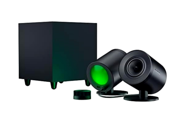 Razer  Nommo V2 Pro - 2.1 full-range PC-spelhögtalare med trådlös subwoofer (3-tums full-range högtalarelement med faskorrektorer i aluminium, THX Spatial Audio) Svart