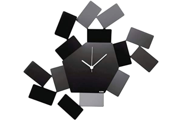 Alessi  MT19 B La Stanza dello Scirocco väggklocka-stålfärgad med epoxiharts, svart, 46 x 33,5 x 4 cm