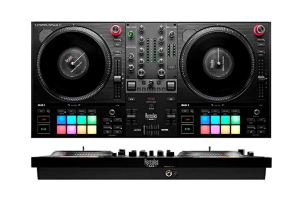 Hercules  DJControl Inpulse T7 - DJ-Kontrollern, Två motoriserade skivtallrikar, Separat replikavinylskiva, filtmatta, Medföljande programvara: Serato DJ Lite och DJUCED®