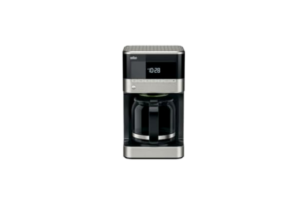 Braun  PurAroma 7 Kaffebryggare KF 7120, Filter Kaffebryggare med Glas AromaCarafe, Timer, LCD Display, 1000W, Svart/Rostfritt stål