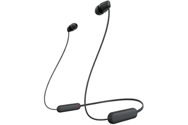 Sony  WI-C100 Wireless Headphones - Upp till 25 timmars batteritid - Inbyggd mikrofon för telefonsamtal - Kompatibel med röstassistent - Stabil Bluetooth®-anslutning - Svart