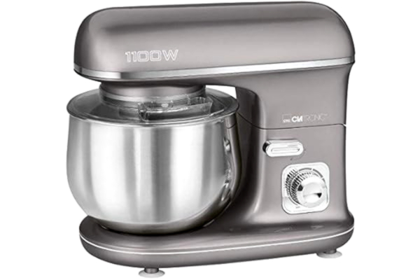 Clatronic  KM 3712 Mocna maszyna do ugniatania z przezroczystą pokrywą zabezpieczającą przed pryskaniem z otworem do napełniania, 1100 W, 5 l, obrotowe ramię wielofunkcyjne, tytan