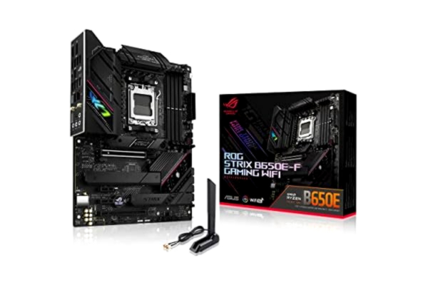 Asus ASUS ROG STRIX B650E-F GAMING WIFI moderkortssockel AMD AM5 (Ryzen 7000, ATX, DDR5-minne, 12 + 2 strömsteg, USB 3.2 Gen 2 x 2 typ-C, PCIe 5.0, Q-Release, WiFi 6E, Aura Sync)