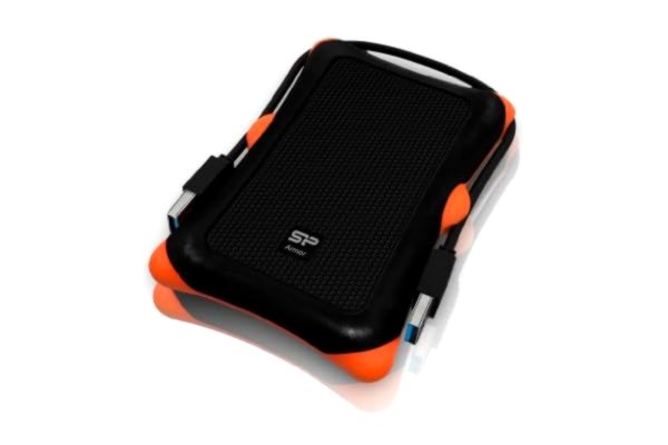 Silicon Power  2 TB extern bärbar hårddisk robust rustning A30 stötsäker 2,5-tums USB 3.0, militär kvalitet MIL-STD-810G, svart