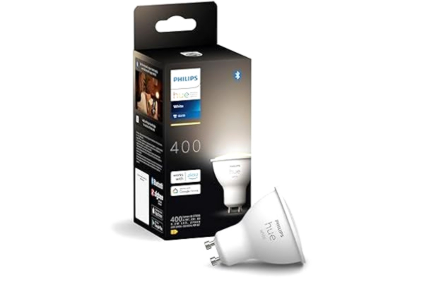 Philips  Hue White GU10 4,2W smart LED-spotlight (1pack), belysning för smart hem dimbar lampa med röststyrning, Bluetooth/Zigbee, dimbart ljus på 2700K, kompatibel med Alexa, Google & Siri