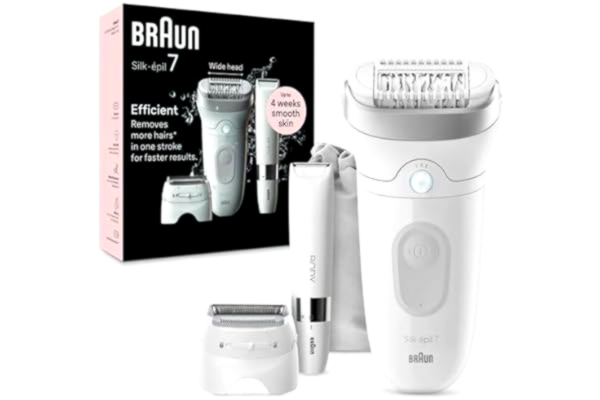 Braun  Silk-épil 7 7-441 - Sølv - Hvid - 40 pincetter - MicroGrip - 0,5 mm - Genopladeligt batteri - Integreret batteri (7-441)