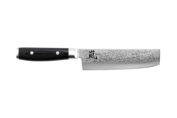 Yaxell  Damaskkniv Ran 69 Nakiri grönsakskniv – 16,5 cm blad – Mikarta handtag