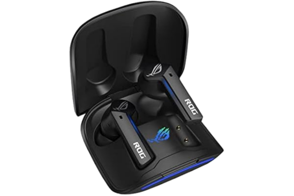 Asus ASUS ROG Cetra True Wireless - Trådlösa spelhörlurar med låg latensanslutning, ANC, upp till 27 timmars batteri tack vare det integrerade laddningsfodralet, IPX4 vattenbeständighet.