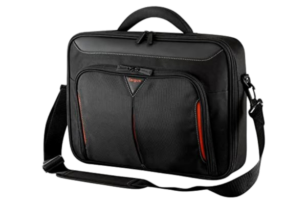 Targus  Classic+ Clamshell-väska – axelväska för bärbar dator upp till 18 tum – praktisk laptopväska – svart/röd, CN418EU, svart, 17-18", Klassisk +
