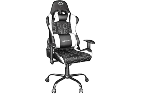 Trust  Gaming GXT 708W Resto Gaming Chair, Ergonomic PC Desk Chair, Full 360° Rotatable Seating, Strong and Robust Metal Base Frame, Chair with Metal Base Frame, Chair for Gaming, Streaming - White