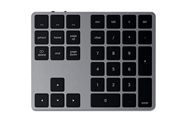 Satechi  Numeriskt Bluetooth-tangentbord – Slimmat & Uppladdningsbart Numeriskt Tangentbord med 34 Tangenter – Passar 2022 MacBook Pro/Air M2, 2021 iPad Pro M1, iMac/iMac Pro, Mac Mini (Rymdgrå)