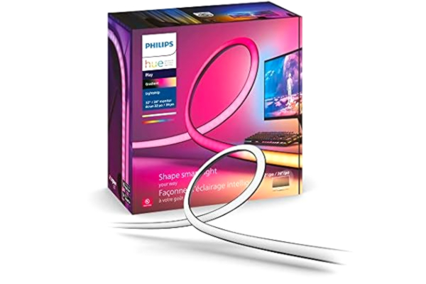 Philips  Hue Play Gradient PC Lightstrip 32-34": Ljusslinga för datorn, Philips Hue White and Color, Hue Sync, flerfärgfunktion, Zigbee & BT, röststyrning via Amazon Alexa, Google Home, Siri, 1-pack