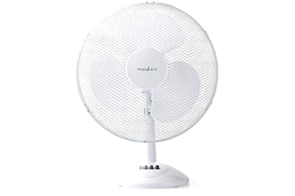 Nedis NEDIS Tafelventilator, netvoeding, diameter: 30 cm, 35 W, oscillatie, 3 snelheden, zwart/wit, 40 cm