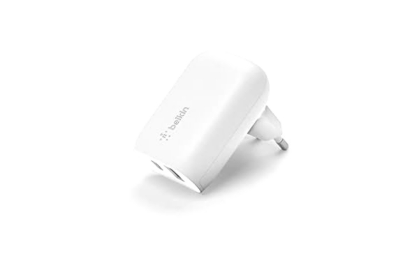Belkin  37 W USB Type-C PPS PD väggladdare med två portar för telefon, Power Delivery 25 W USB-C port och 13 W USB-A port för snabbladdning av Galaxy S23, Ultra, Plus, Note 20, iPhone 14-serien m. fl