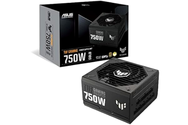 Asus TUF Gaming 750 W guld (750 watt, helt modulär strömförsörjning, 80+ guldcertifierad, ATX 3.0-kompatibel, komponenter i militärkvalitet, dubbla kullager, axial-teknisk fläkt, PCB-beläggning, 10 års