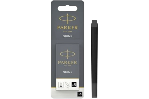 Parker PARKER Quink reservoarpenna påfyllning, långa patroner, svart, 1 förpackning med 5
